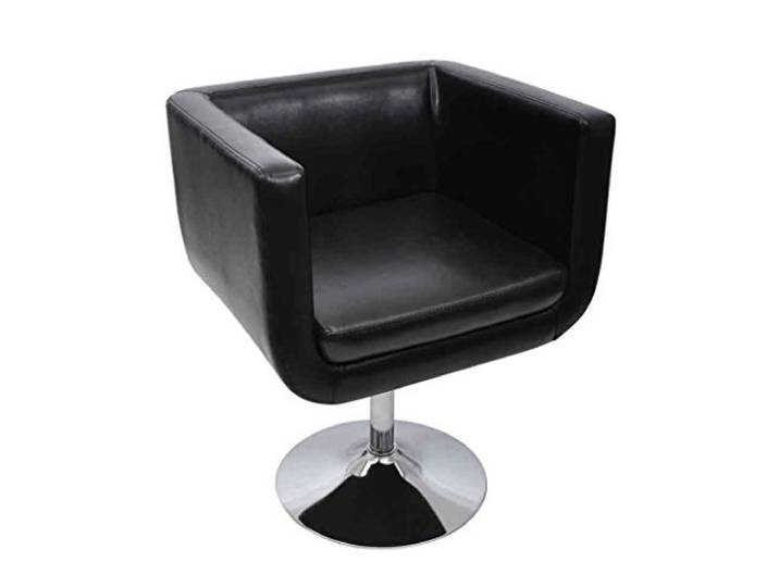 Loungesessel Clubsessel Cocktailsessel aus Kunstleder Höhenverstellbar und Drehbar Schwarz