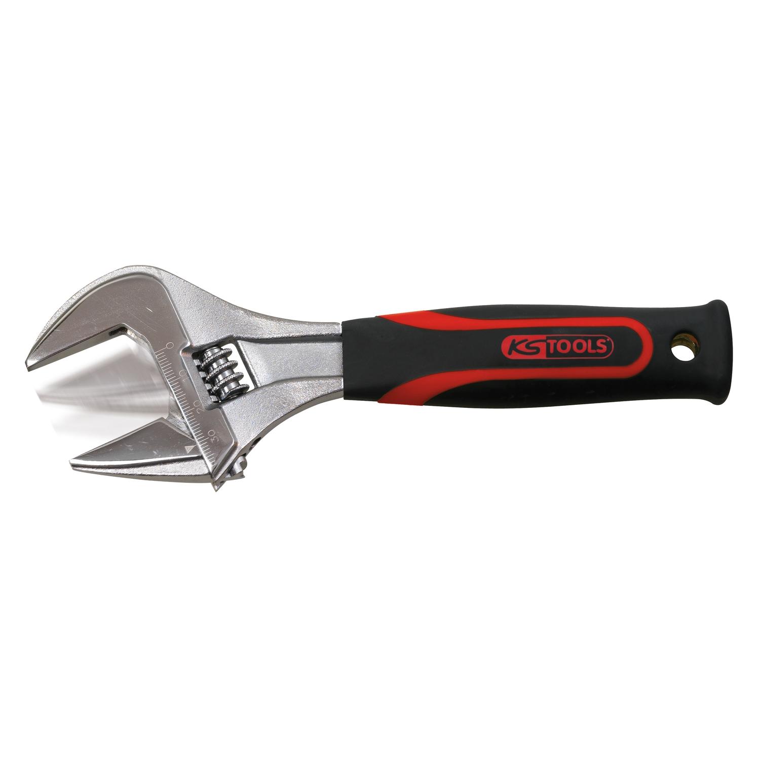 KS Tools Verstellschlüssel mit grosser Öffnung und Griff aus zwei Materialien, 36 mm, 8" - L 205 mm (577.0202)