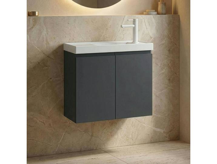 Lave-mains Suspendu 60 Cm Anthracite 2 Portes Iris