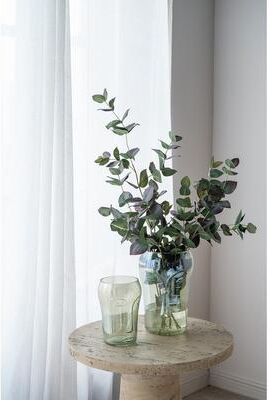 Kodotan sofa Decorative Glass Vases Set of 2 with Face Motifs Green Artisan Crafted