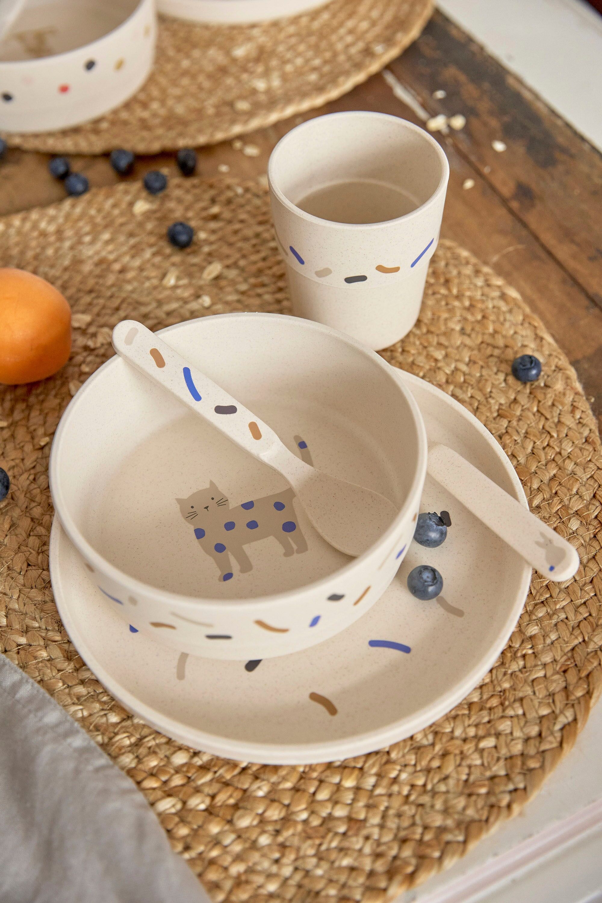 Kindergeschirr-Set LÄSSIG "Little Mateys, royal blue", Kinder, Gr. 4 Stk., blau (royal blau), Polypropylen, Geschirr-Sets Kindergeschirr-Set