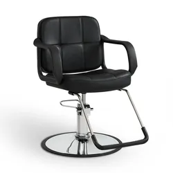 BarberPub Friseurstuhl, Friseursessel, Friseureinrichtung mit Hydraulikpumpe 360° Drehbar, Bedienungsstuhl Höhenverstellbar, Barber Stuhl Friseurstühle Kunstleder, 2043 (Schwarz)