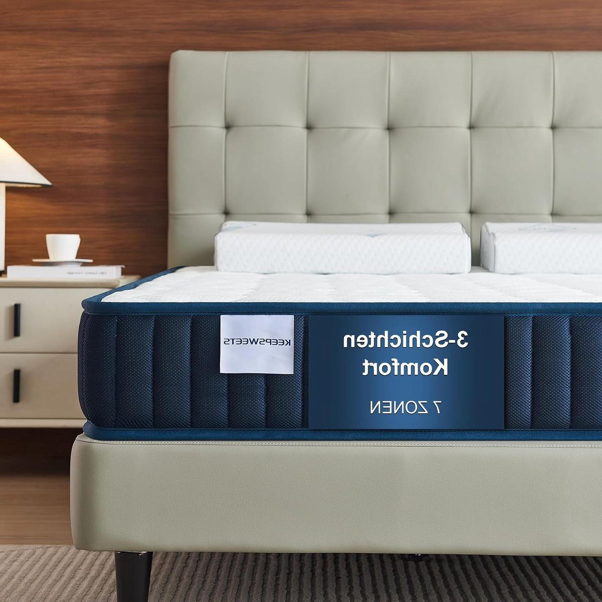 Merkloos Hybrid Matras met Dubbele Koudschuim Traagschuim Laag - Wit - 140 x 200 cm
