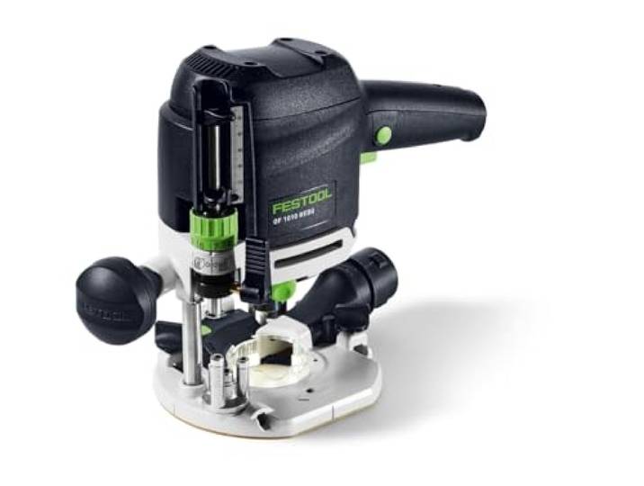 Rouage OF 1010 REBQ-FS-Set+Boîte 1010 W\, course de fraisage 55 mm\, module d'éclairage LED\, butée latérale\, pince de serrage Ø 8 mm\, câble plug it
