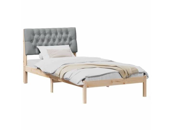 KTHLBRH Bett aus Massivholz mit Kopfteil braun 100 x 200 cm Lattenrost, Kopfteil an der Wand, einfache Montage, modernes Design