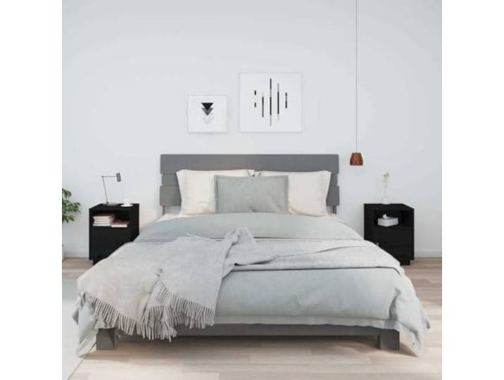 HEFZGDB Nachttische 2 Stück Schwarz 40x34x55 cm Massivholz Kiefer mit Stauraum und Flexibler Tür Mit ihrem eleganten Design sind Diese Nachttische aus Holz eine Zeitlose Ergänzung