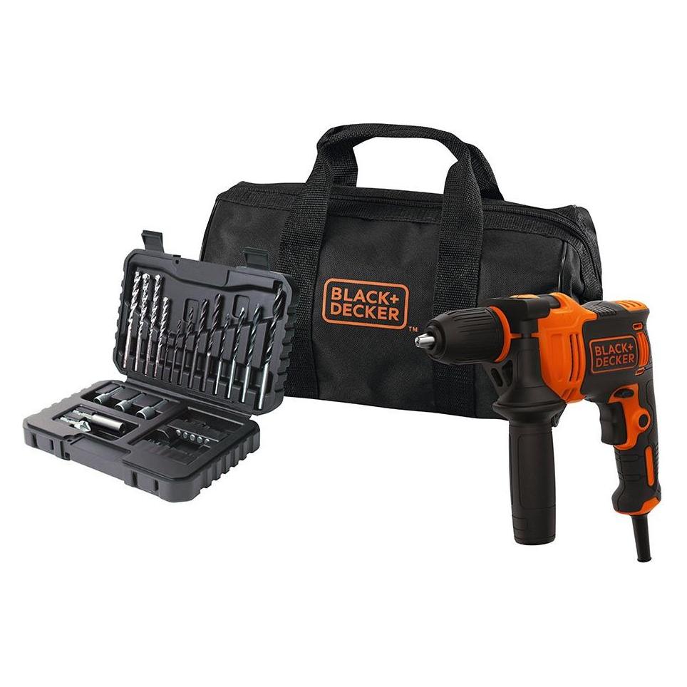 Black & Decker Black&Decker BEH710SA32-QS mit Zubehör-Set in Werkzeugtasche (Schlagbohrmaschine) (BEH710SA32-QS)