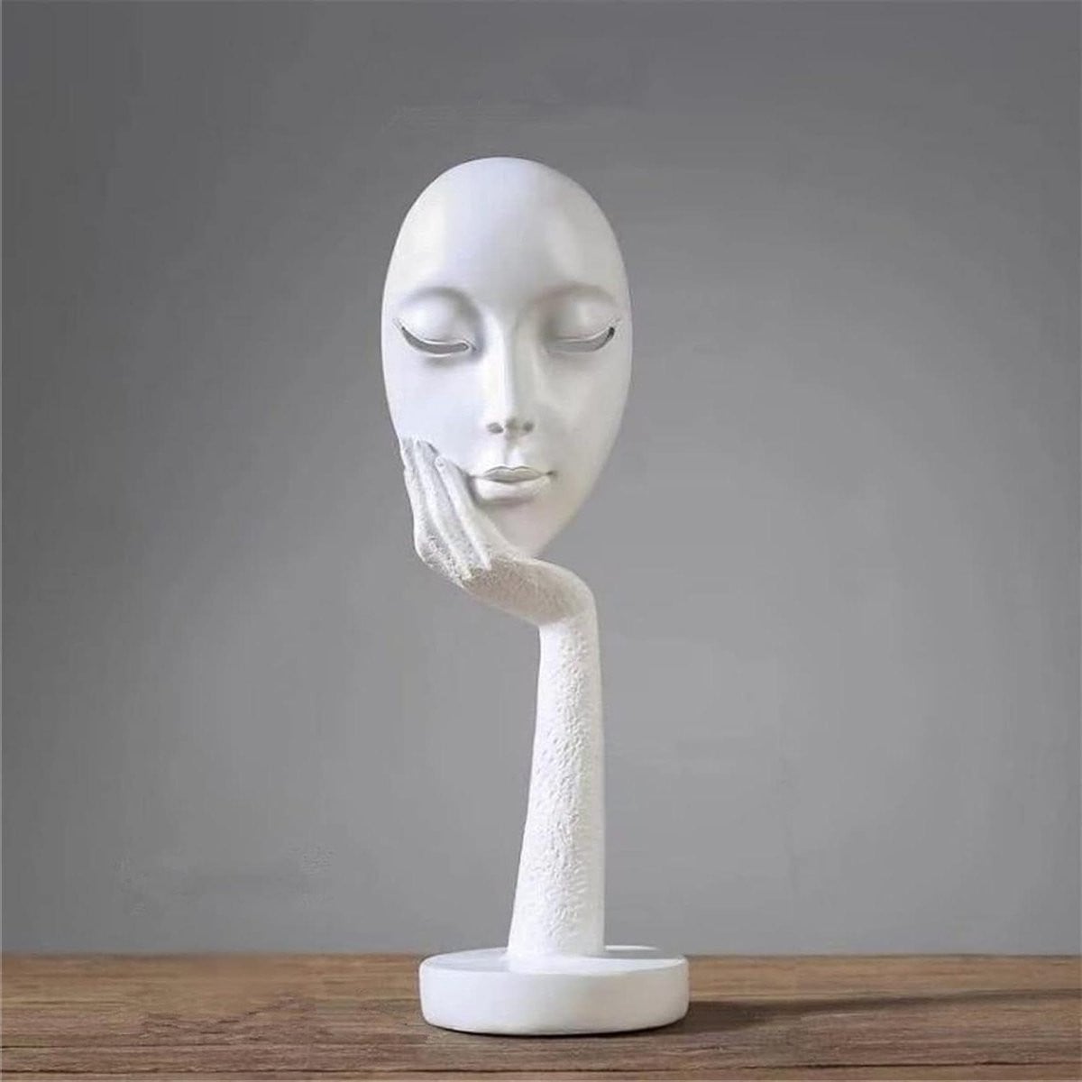 Abstract Beeldje Dame Gezicht - Wit - Huis Decoratie van Milieuvriendelijke Hars