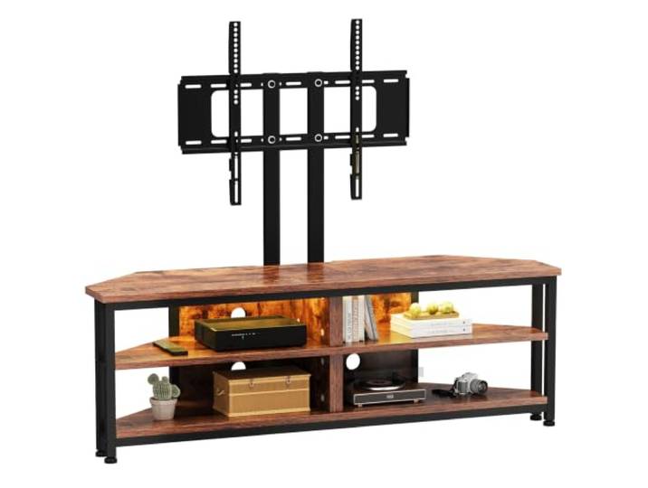 Dripex TV Eckschrank Lowboard mit Halterung und LED Beleuchtung Eckkommode Fernsehtisch Schrank (120cm mit Halterung)