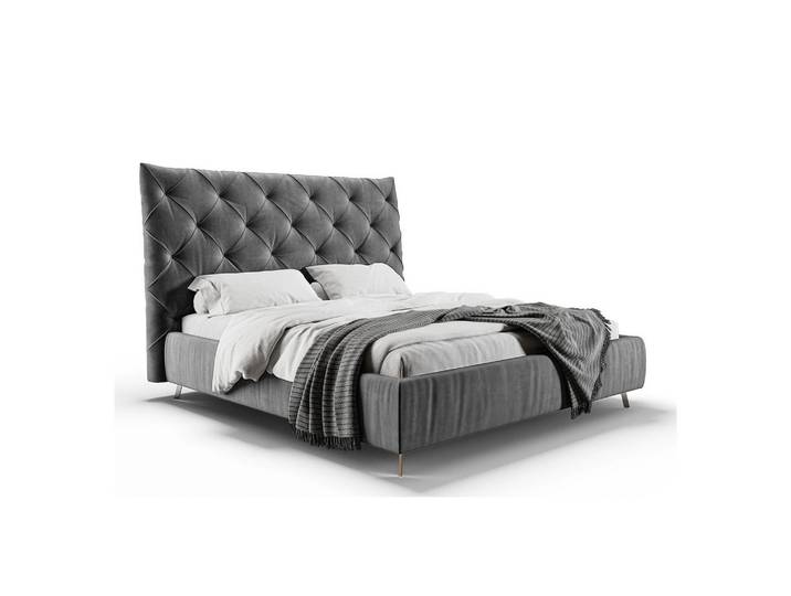 Kawola Polsterbett Anny Grau Velvet, Textil, 180x200 cm, Schlafzimmer, Bett, Polsterbetten