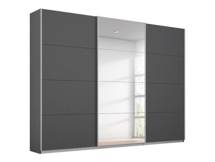 Schwebetürenschrank, Grau, 271x229x62 cm, Holzwerkstoff, 6 Fächer, Made in Germany