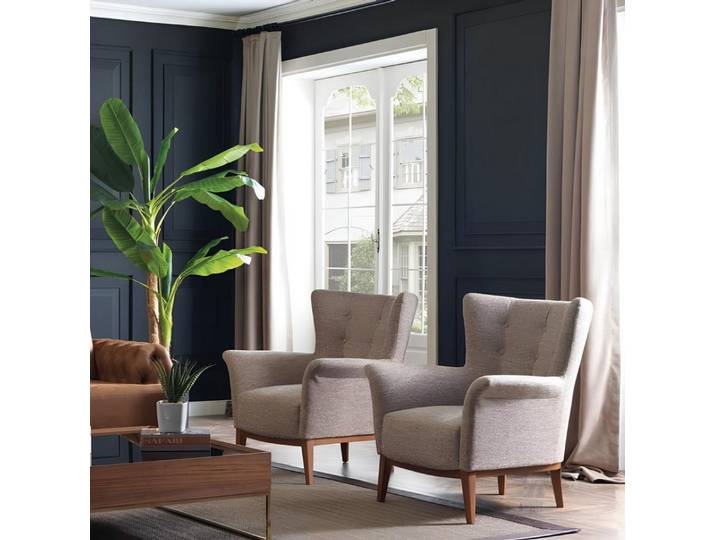 JVmoebel Loungesessel Grau Textil Lounge Sessel Chesterfield mit Holzfüßen (Packung, 1-St., Grau Textil Lounge Sessel Chesterfield mit Holzpolsterung), Made in Europa