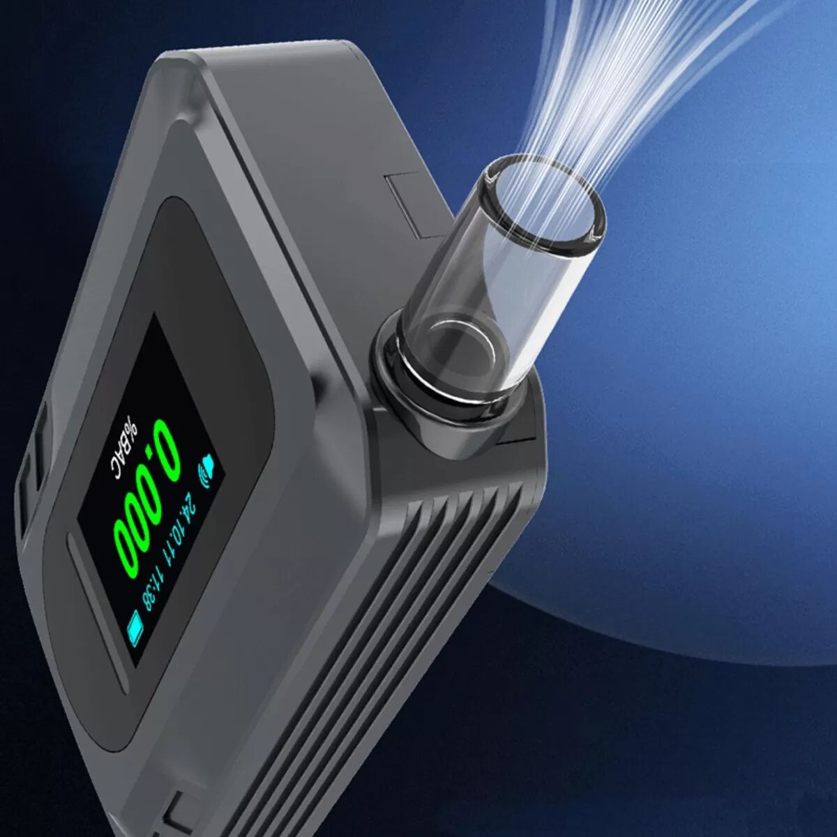 INF Tragbarer Atemalkoholtester – Schwarz, elektrochemischer Sensor, Type-C aufladbar, IPS-Display, Messbereich 0~400mg/100mL