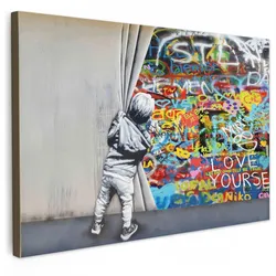 LEINWANDBILD Graffiti - Junge - Ilussie - Straßenkunst XXL 150x100 cm