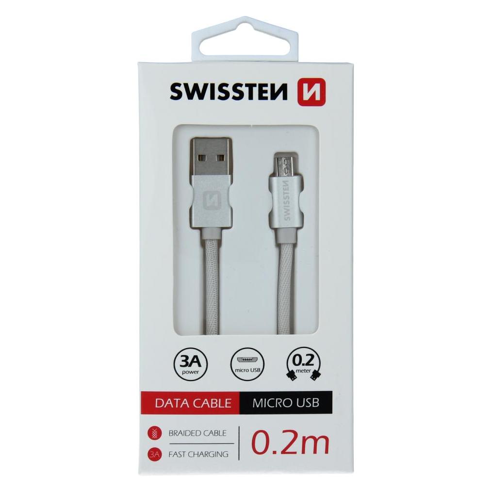 Swissten Datenkabel Textil USB / Micro-USB 0.2 M (0.20 m) (71522103)
