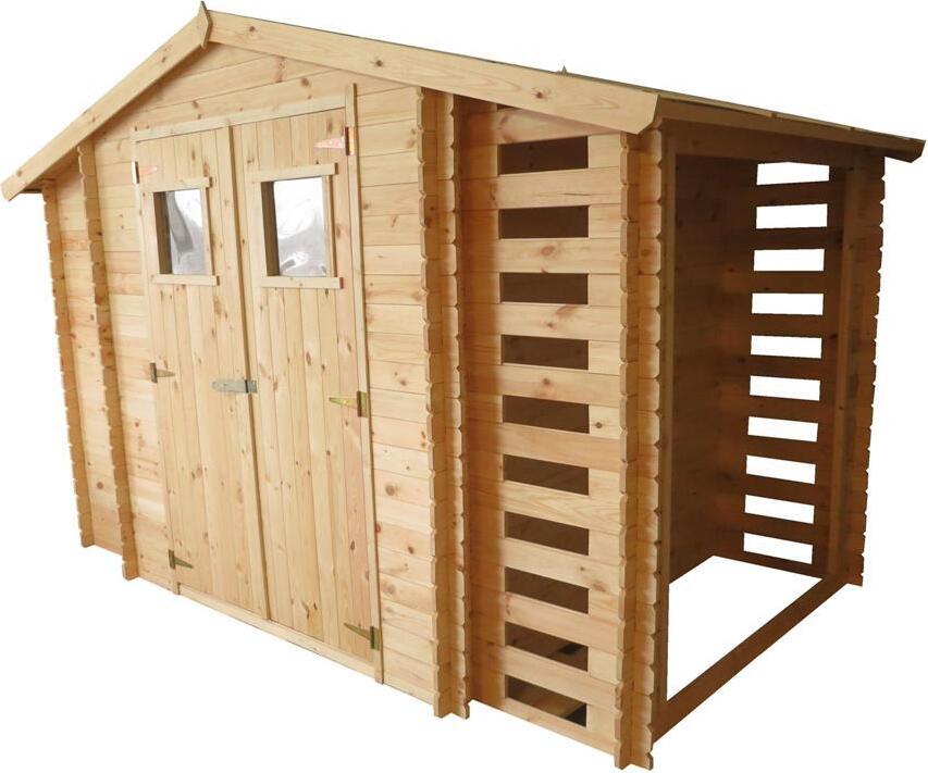 Holzhütte Eisenstadt - 3,12 x 2,00 Meter aus 19mm Blockbohlen inkl extra Lagerraum und Kaminholzunterstand