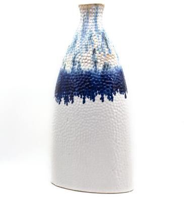 "Euro Ceramica Fusion Blue and White 21.5"" Drip Vase"
