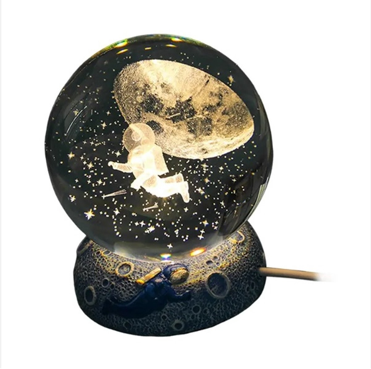 3D Kristallen Bol Kerstdecoratie met Sneeuw en Glazen Bol, 8 cm