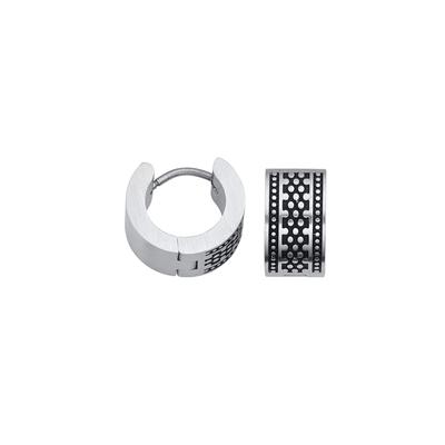 Paar Creolen FIRETTI "Schmuck Geschenk Edelstahl Ohrschmuck Ohrringe", silber (edelstahlfarben, schwarz), Ohrringe, Damen, 13mm, Edelstahl, Emaille