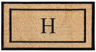 A1 Home Collections Natural Coir Monogrammed Front Door Mat for Outdoor Entrance Durable Large Heavy Duty Welcome Doormat