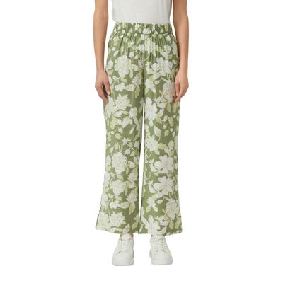 Culotte S.OLIVER, Damen, Gr. 38, N-Gr, grün (khaki aop), Web, Obermaterial: 84% Viskose, 16% Polyamid, bedruckt, weit 7/8-Länge, Hosen Culotte, weite Passform, fließende Qualität