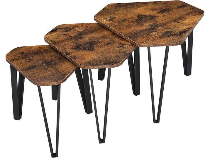 Beistelltisch Set Industrie-Design vintagebraun-schwarz