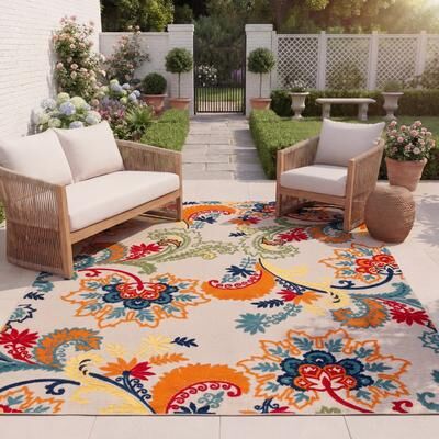 SAFAVIEH Cabana Avia Indoor/ Outdoor Waterproof Patio Floral Rug