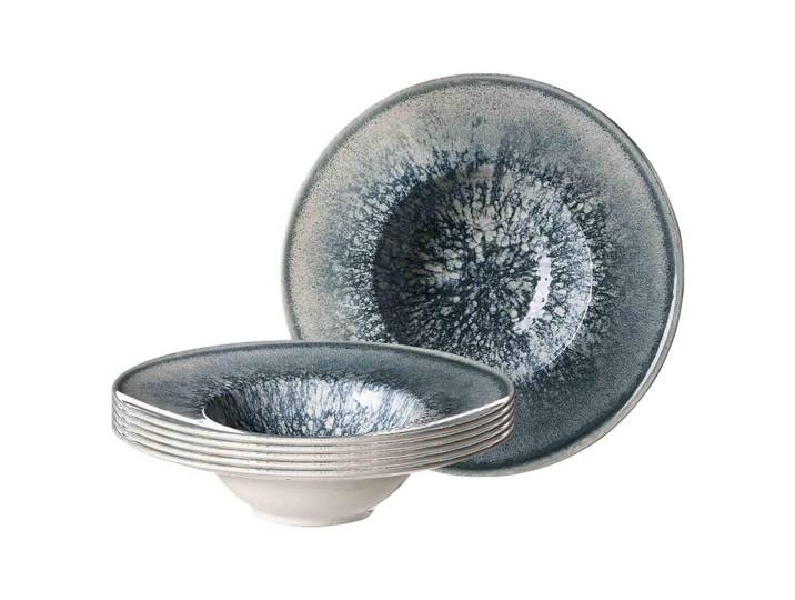 Ritzenhoff Breker Gourmetteller Grana blau-grau ø 28 cm 6er Set, Blaugrau, Keramik, Rund, Geschirr, Teller, Pastateller