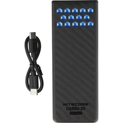 Nitecore Powerbank CARBO20, Kapazität 20.000mAh, professionelle Outdoor Powerbank, max. 65 Watt, Kohlefasergehäuse