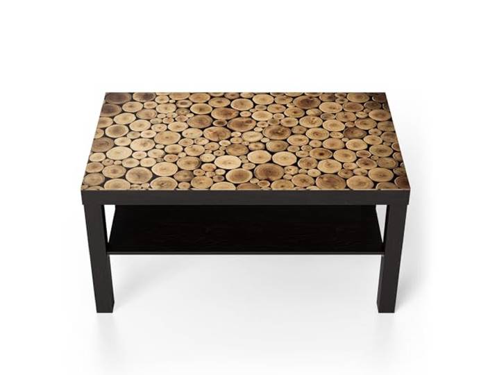 DEQORI Glastisch schwarz groß 90x50 cm Motiv Harmonisches Holzmeer ausgefallener Beistelltisch aus Glas Hochglanz Couchtisch fürs Wohnzimmer moderner Couch Tisch mit Design