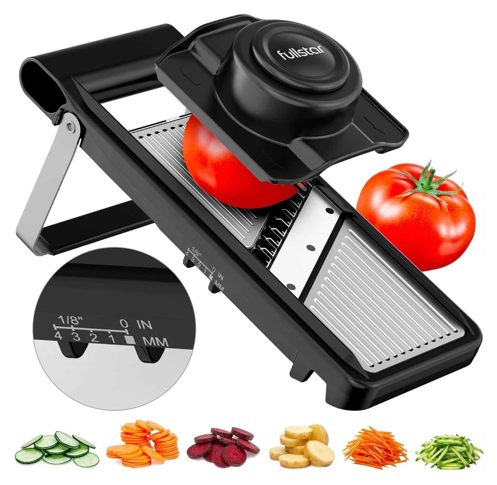 Dripio 2-in-1 Mandoline en julienne-snijmachine van roestvrij staal, verstelbaar van 1 tot 4 mm