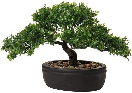 Unyqoos Realistische kunstbonsai in een zwarte keramische pot