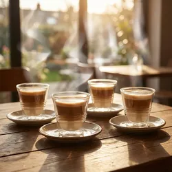 4er-Set edle Doppelwandgläser mit Riffelung – 70 ml – Thermo-Funktion für besten Genuss von Kaffee & Tee