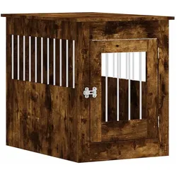 vidaXL Hundekäfig im Möbelstil Räuchereiche 55x80x68 cm Holzwerkstoff, Hundehütte
