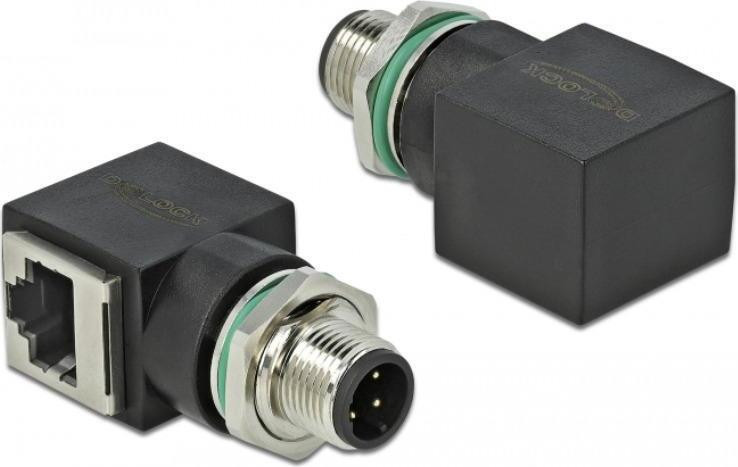 Delock netwerkadapter M12 4-polige stekker D-gecodeerd naar RJ45-aansluiting
