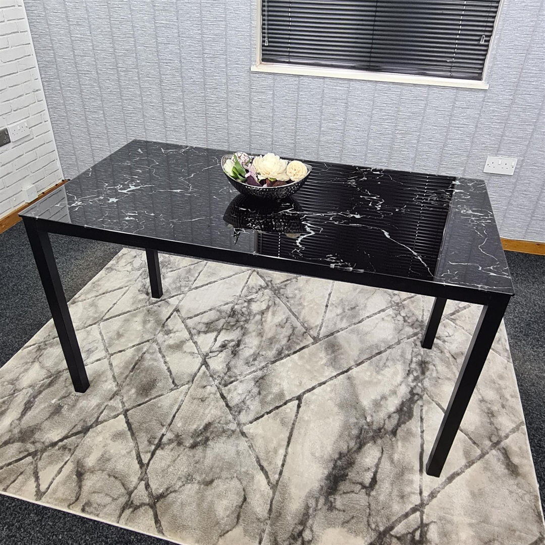Metro Rectangular Glass Top Dining Table Black