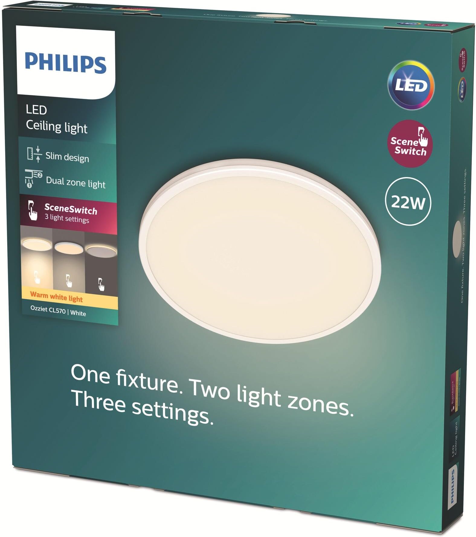 Deckenleuchte PHILIPS "Philips Deckenleuchte Ozziet CL570", weiss (weiß), B:4,5cm T:4,5cm Ø:40cm, Leuchten, Deckenleuchte weiß 1, Ø 40cm