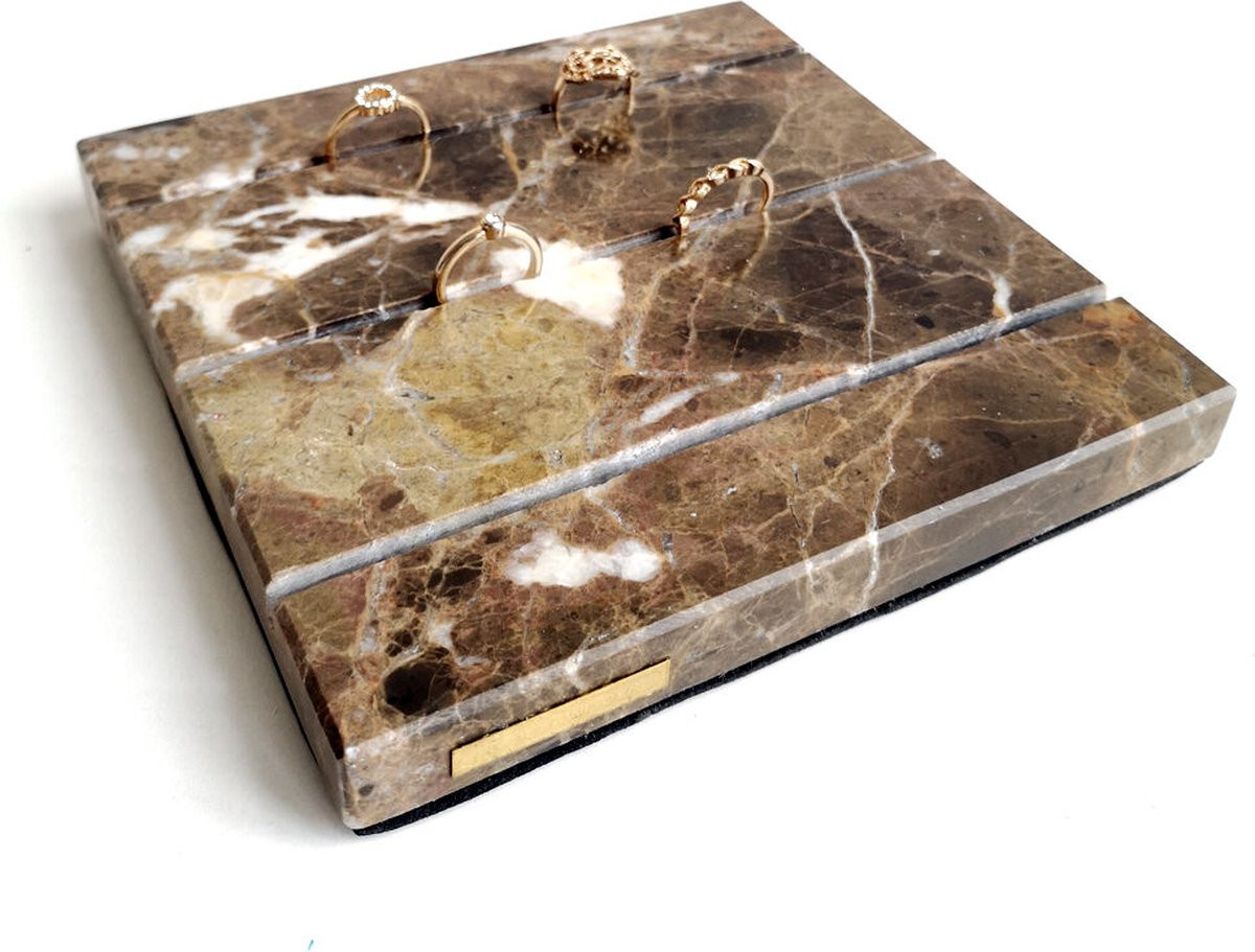 Beekwilder LVT Marble Brown Sieradenrekje voor ringen en sieraden met marmerlook