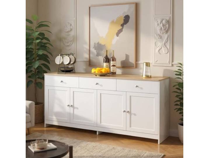 FurnitureR Eleganter weißer Konsolentisch aus MDF, modernes Design, geräumiger Stauraum, langlebige Konstruktion, ideal für Wohnzimmer