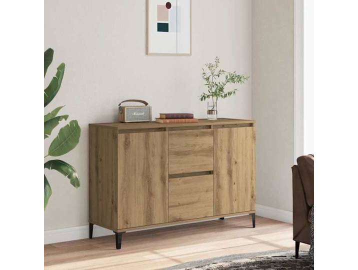 {Brun}Buffet bahut - Moderne-design - bois d'ingénierie - chêne artisanal - style industriel - Pour salon - 102x35x70 cm 98snf88l