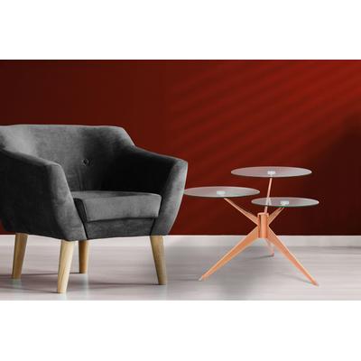Beistelltisch KAYOOM "Triplet, moderner, drei Tischplatten in versetzter Anordnung", rosa (rosé), B:75cm H:46cm T:75cm, Metall, Glas, Tische, Beistelltisch, Drei Tischplatten auf verschiedenen Höhen, Retro-Design