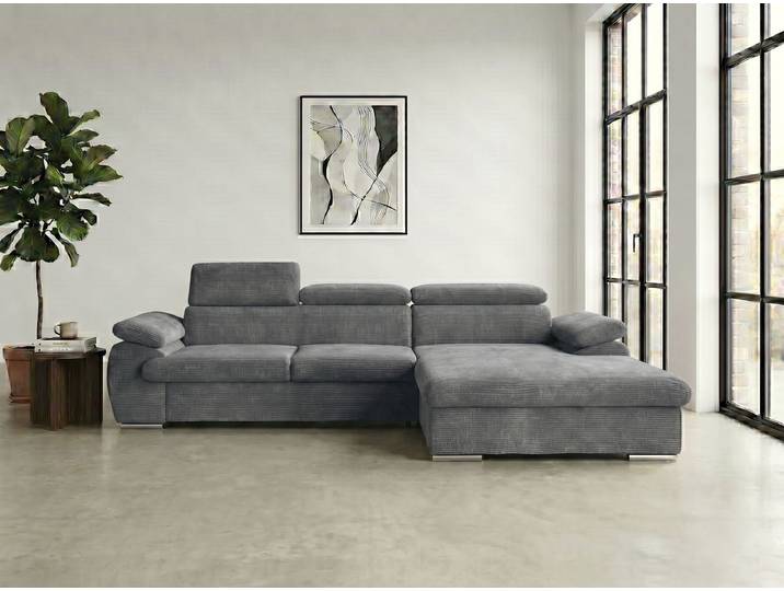Ecksofa WERK2 Cosmo 282 cm breit, Multifunktionen, Bettfunktion , anthrazit, B:282cm H:99cm T:192cm, 90% Polyester, 10% Nylon, Sofas, Ecksofa, Cord, L-Form, XXL, Schlaffunktion, Bettkasten, verstellbare Kopfteile
