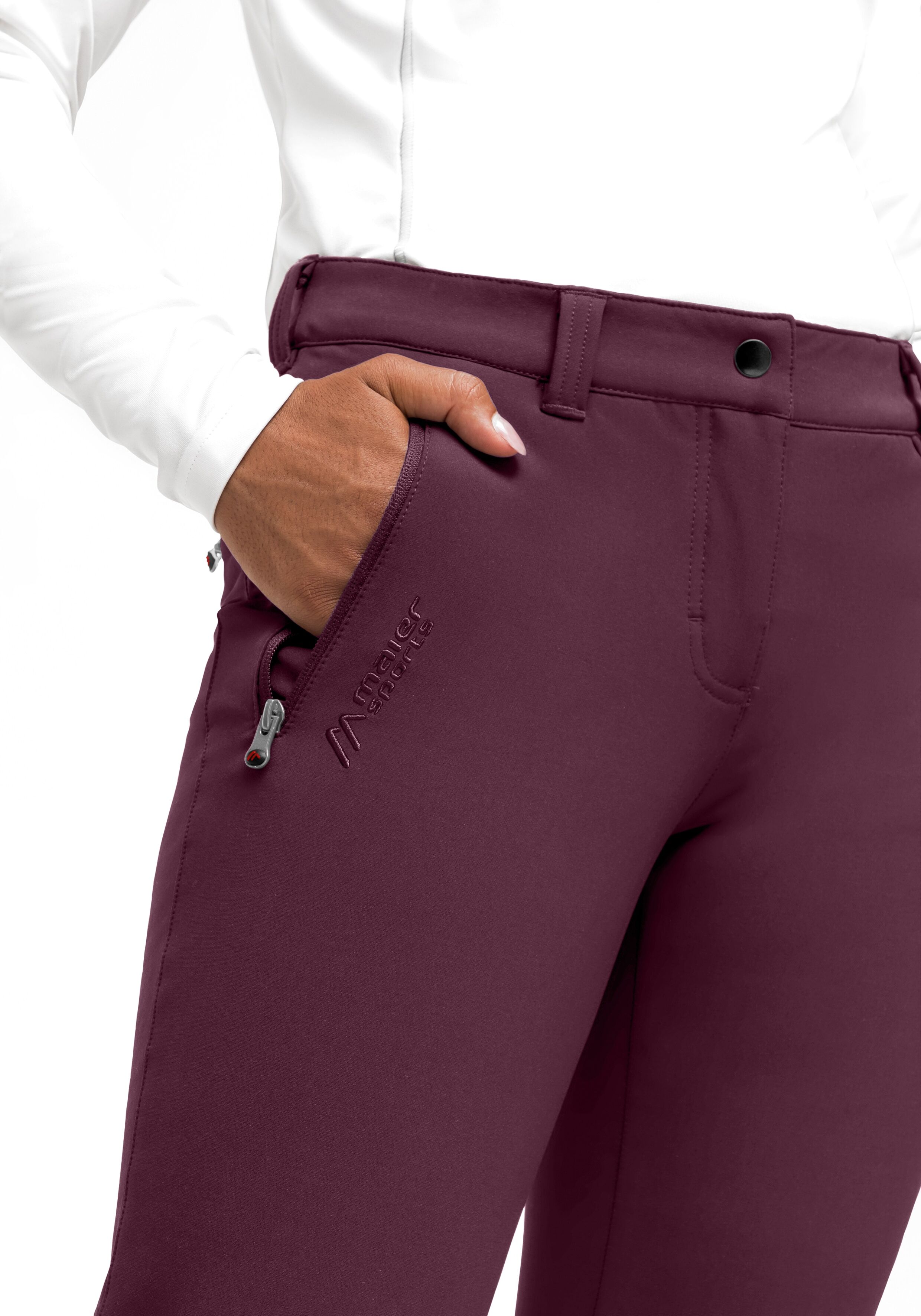 Maier Sports "Helga slim" warme Damen Outdoorhose, robuste Wanderhose, Slim Fit purpurviolett 52, Normalgrössen
