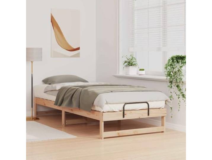 KTHLBRH Bett aus massiver Kiefer, Braun, 100 x 220 cm Langlebige Plattform, modernes Design, nur Innenraum, Montage erforderlich