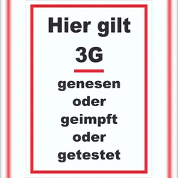 HB-Druck Hier gilt 3G Hinweis Schild mit Text hochkant A4 (210x297mm)