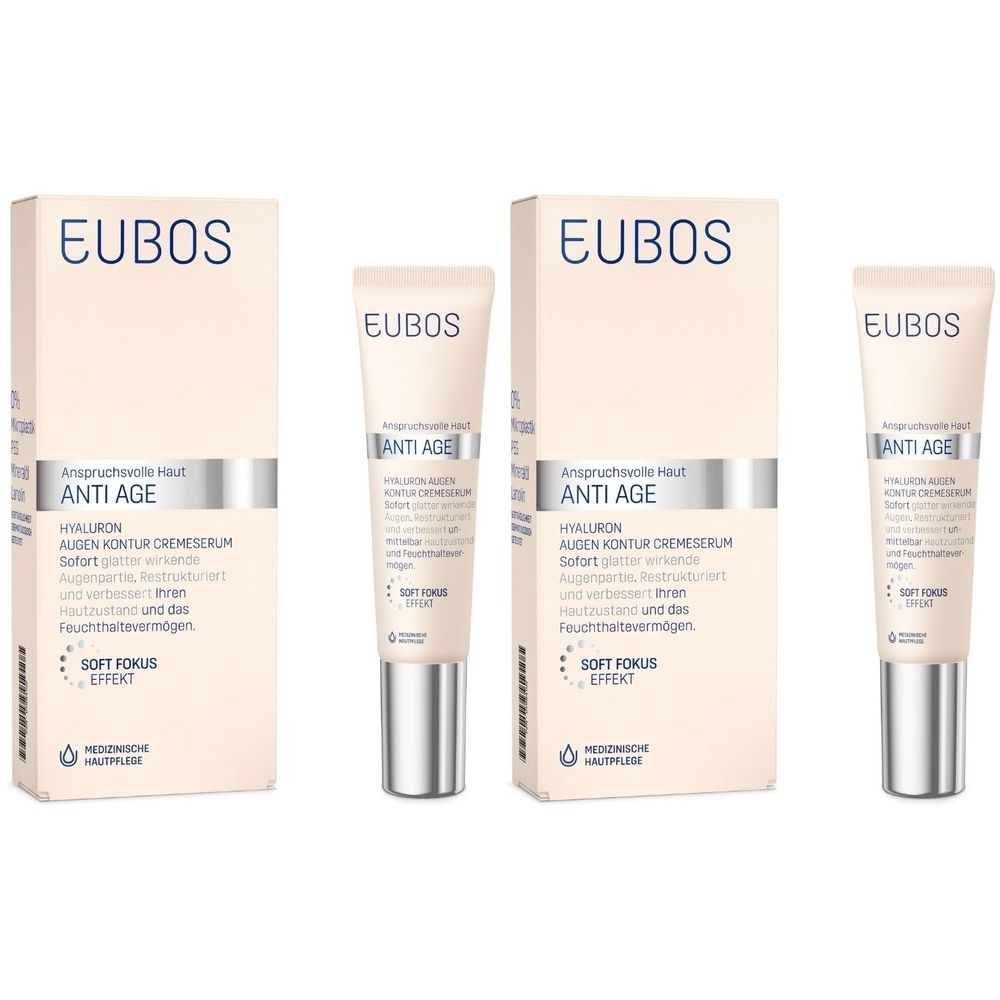 Eubos Sensitive Hyaluron Augen Kontur CremeSerum 2x 2x15 ml Augencreme