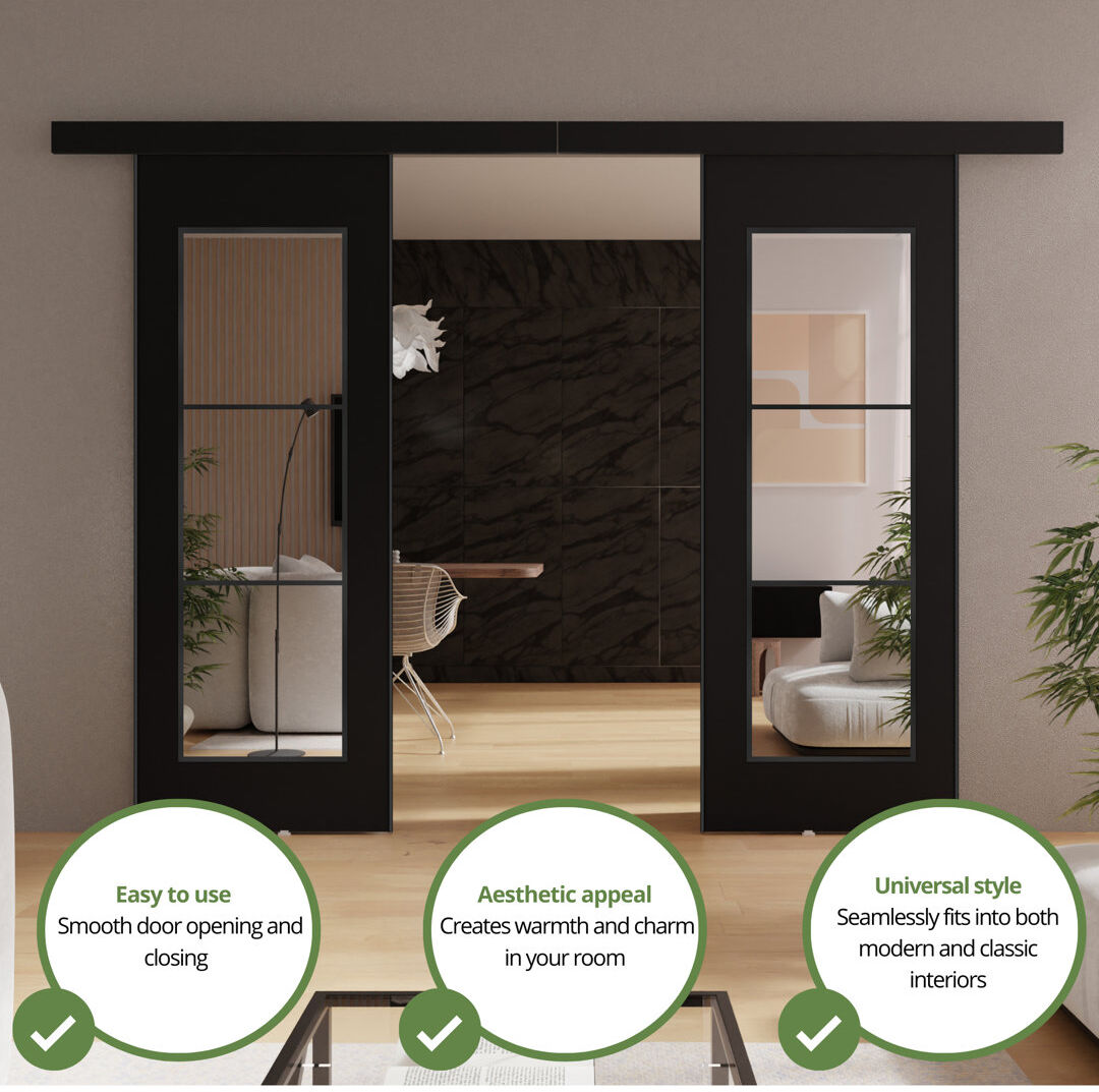 Brayden Studio DOOR TORI 2 Black 134cm x 205cm
