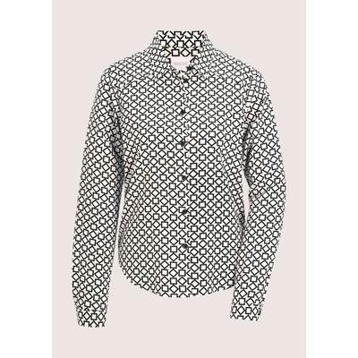 Hemdbluse MADELEINE "Bluse Elegante Viskosebluse mit Grafik-Print", Damen, Gr. 38, schwarz (schwarz, wollweiß), Obermaterial: 100% Viskose CV., Modern, Blusen Hemdbluse