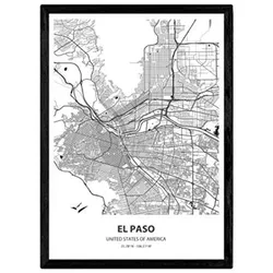POSTER Karte Von El Paso - Usa A4 Rahmenlos