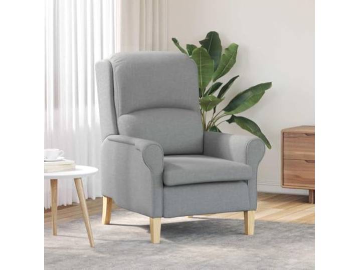 Sessel, hellgrau, Stoff, modern, mit Holzrahmen, Technik und Kissen Strapazierfähiger weicher Stoff, pflegeleicht, stabiler Sitz, modernes Design, Verwendung im Wohnzimmer oder Schlafzimmer